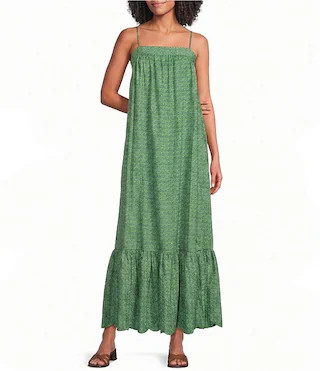 Square Neck Sleeveless Cotton Maxi Dress | Dillard's