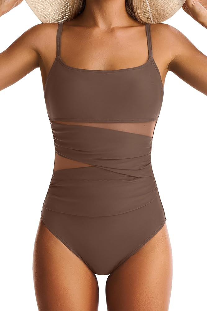 EVOCRCO One Piece Swimsuit for Women Tummy Control Mesh Bathing Suits Sexy Push Up Swimsuits Slim... | Amazon (US)