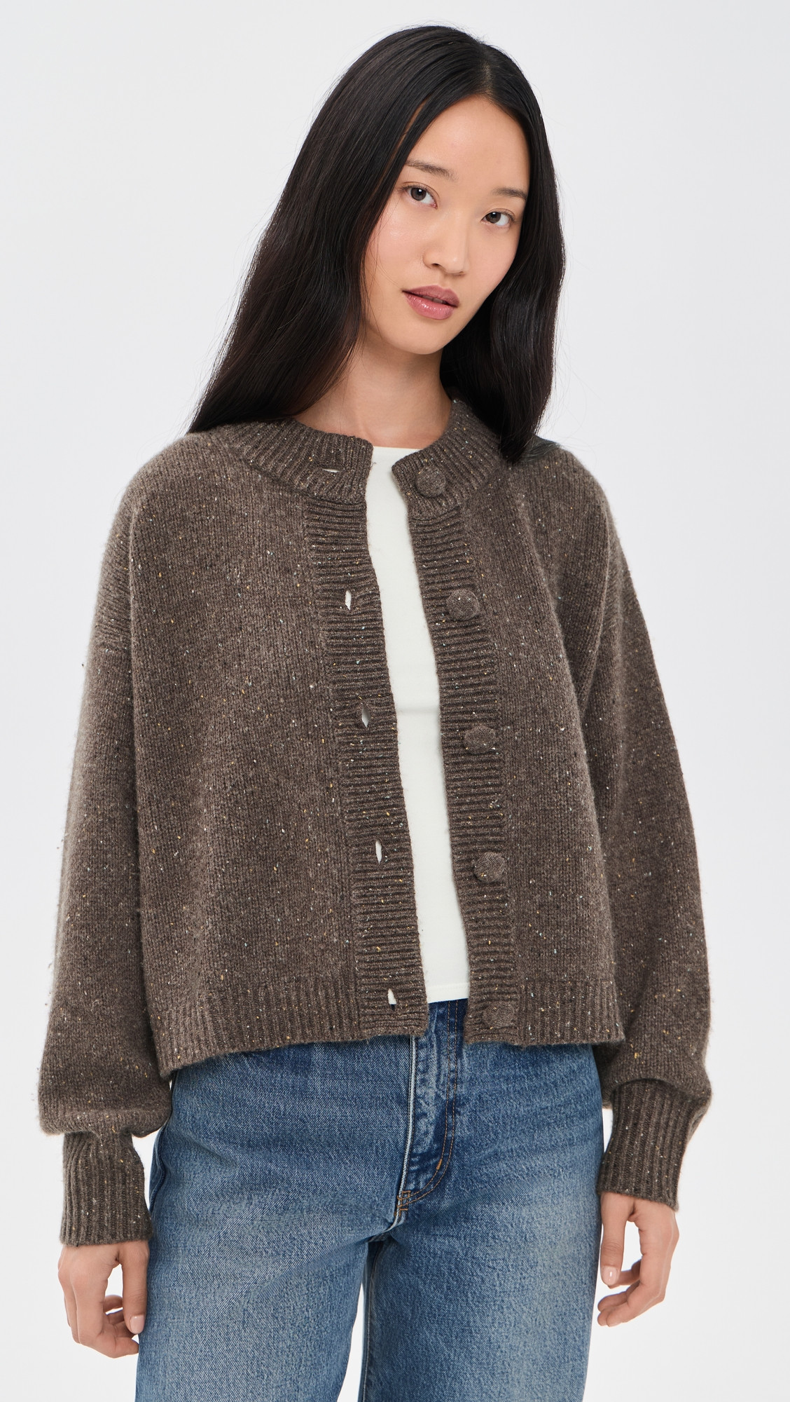 FRAME The Fleck Cardigan Brown M | Shopbop