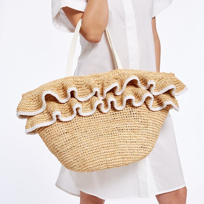 Ruffle Raffia Tote | Mark and Graham