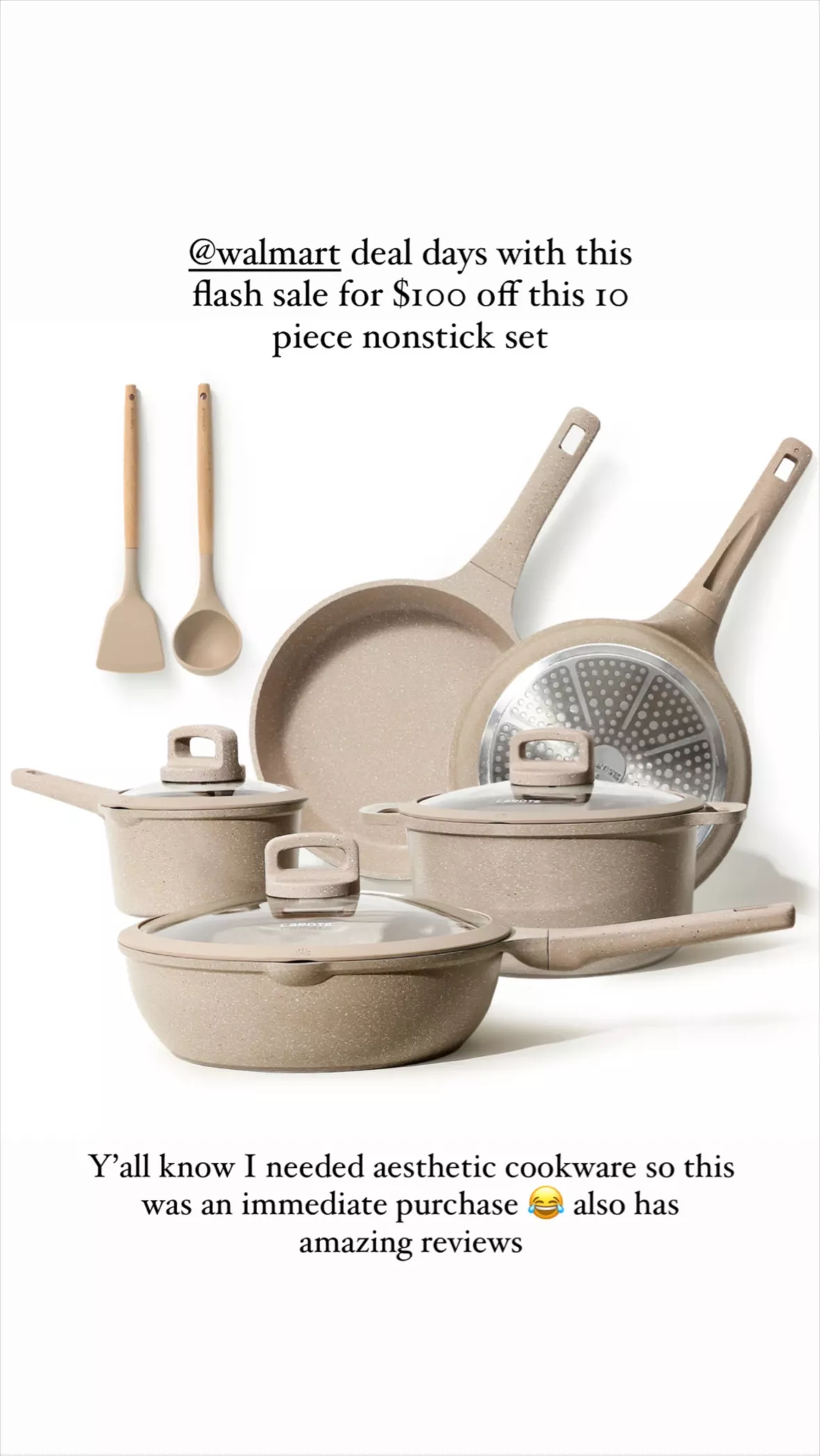 Carote Nonstick Kitchen Cookware Set,10 Pcs Pots and Pans Set