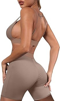 Women's Workout Outfit 2 Pieces High Waist Bodycon Yoga Leggings and Sleeveless Crop Top Gym Clot... | Amazon (US)