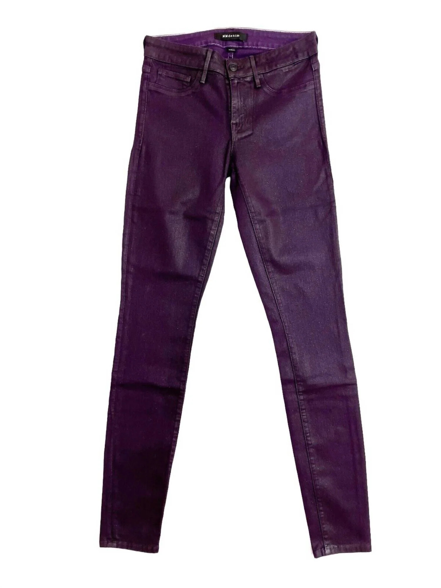Women's Mid Rise Slim Coated Skinny Jeans In Purple | Shop Simon