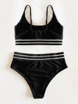 Contrast Mesh High Waisted Bikini Swimsuit | SHEIN