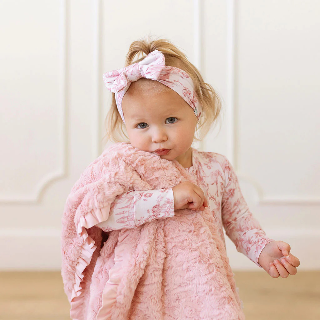 Floral White Baby Girl Big Bow Headwrap | Antoinette | Posh Peanut