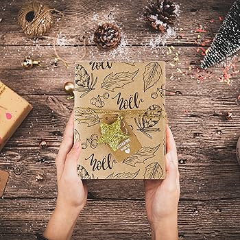 RUSPEPA Gift Wrapping Paper Roll - Brown Kraft Paper with Black Christmas Elements Print Paper - ... | Amazon (CA)