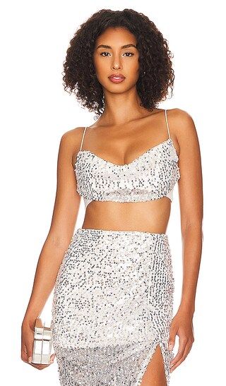 Talia Crop Top in Silver | Revolve Clothing (Global)