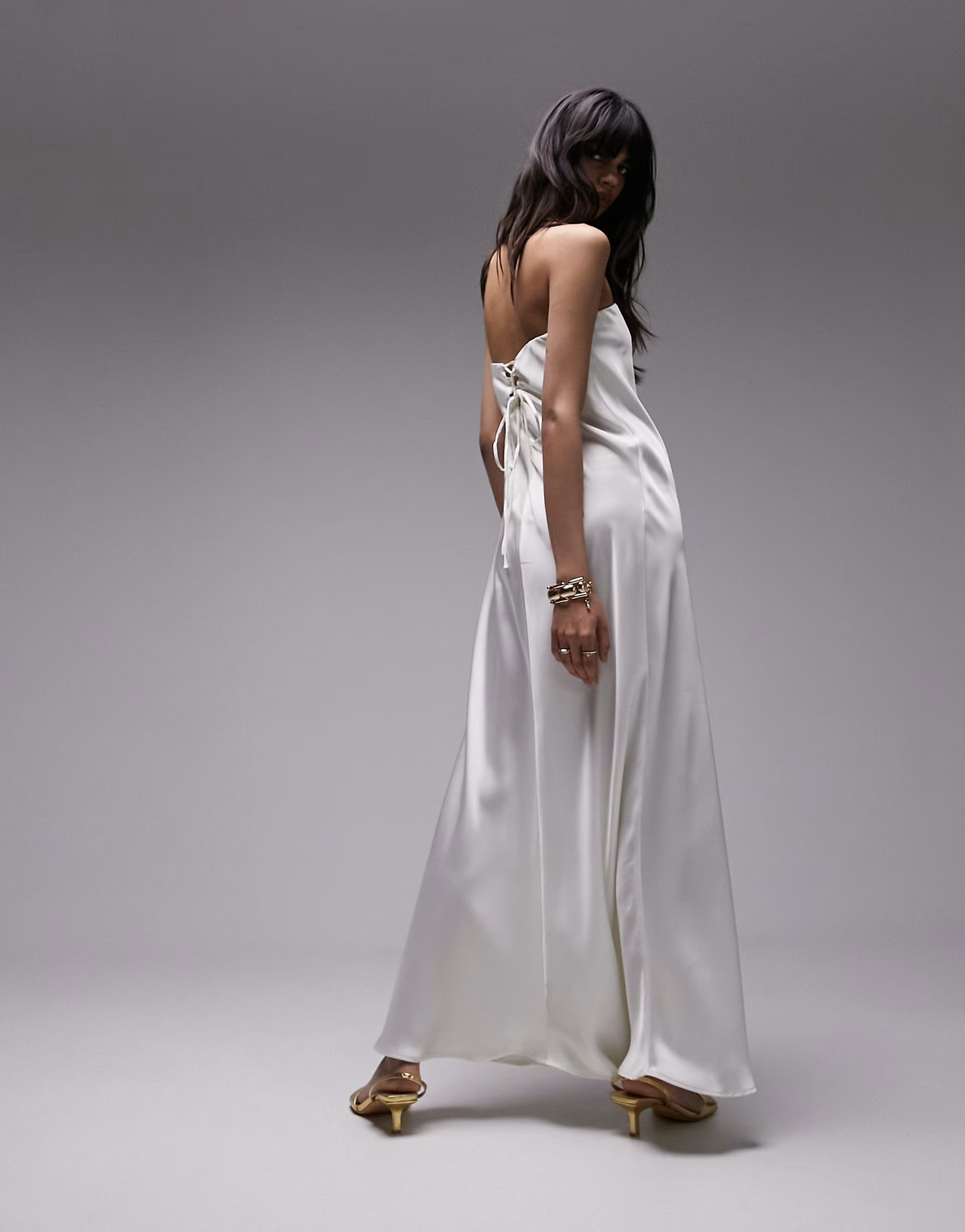 Topshop premium satin bardot in ivory | ASOS (Global)