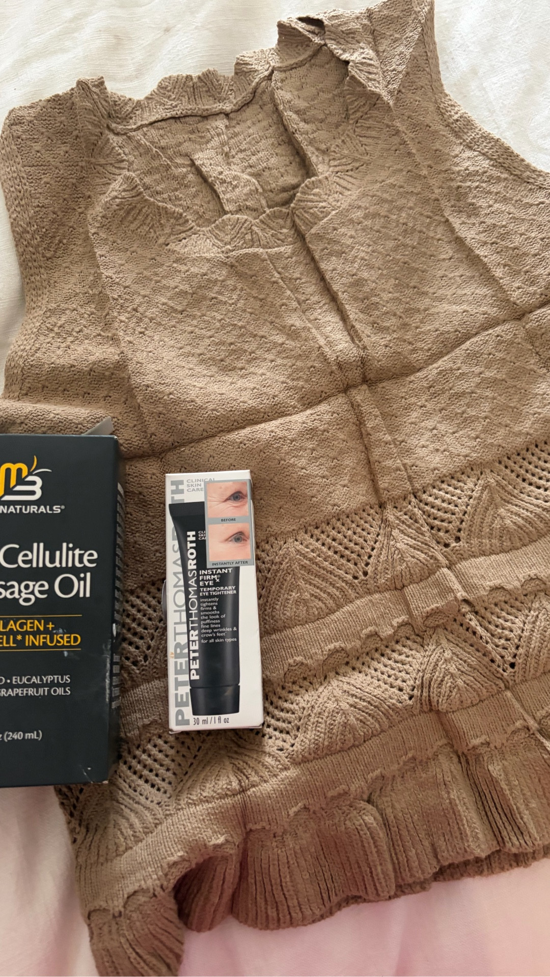 Today’s Amazon delivery! 

Love love this knitted tank! Going to try the oil and face tightening and let you know how I like them! 

Peter Thomas Roth eye firming anti cellulite massage oil beauty makeup  

#LTKdayinmylife #LTKgrwm #LTKSaleAlert