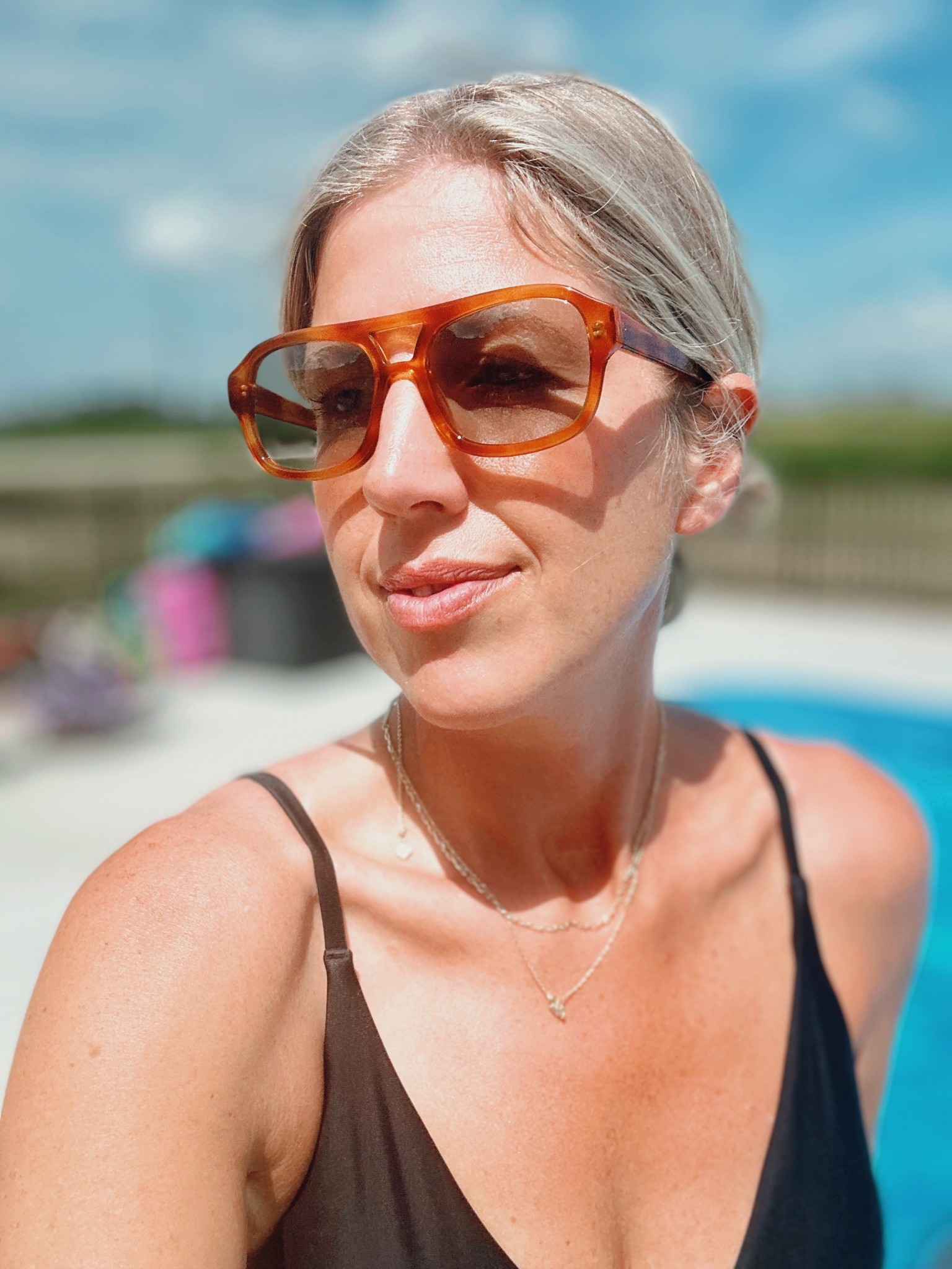 Not the best photo but it’s the one I’ve got 🫣 Quince again! I’ve been stalking a similar pair of shades for a year and have a bad track record with losing expensive sunglasses so couldn’t bring myself to spend hundreds. These were $50 and are incredible quality and came with a sturdy case.