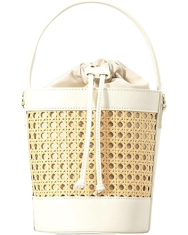 Women's Straw Handbag Bucket Tote Bag Summer Beach Shoulder Crossbody Bags Rattan Woven Handbag T... | Amazon (US)