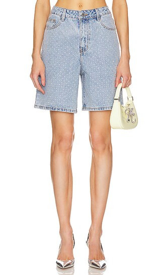 self-portrait Rhinestone Short in Denim-Light. - size 25 | Revolve Clothing (Global)
