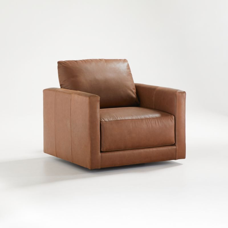 Gather 40" Leather Swivel Chair + Reviews | Crate & Barrel | Crate & Barrel