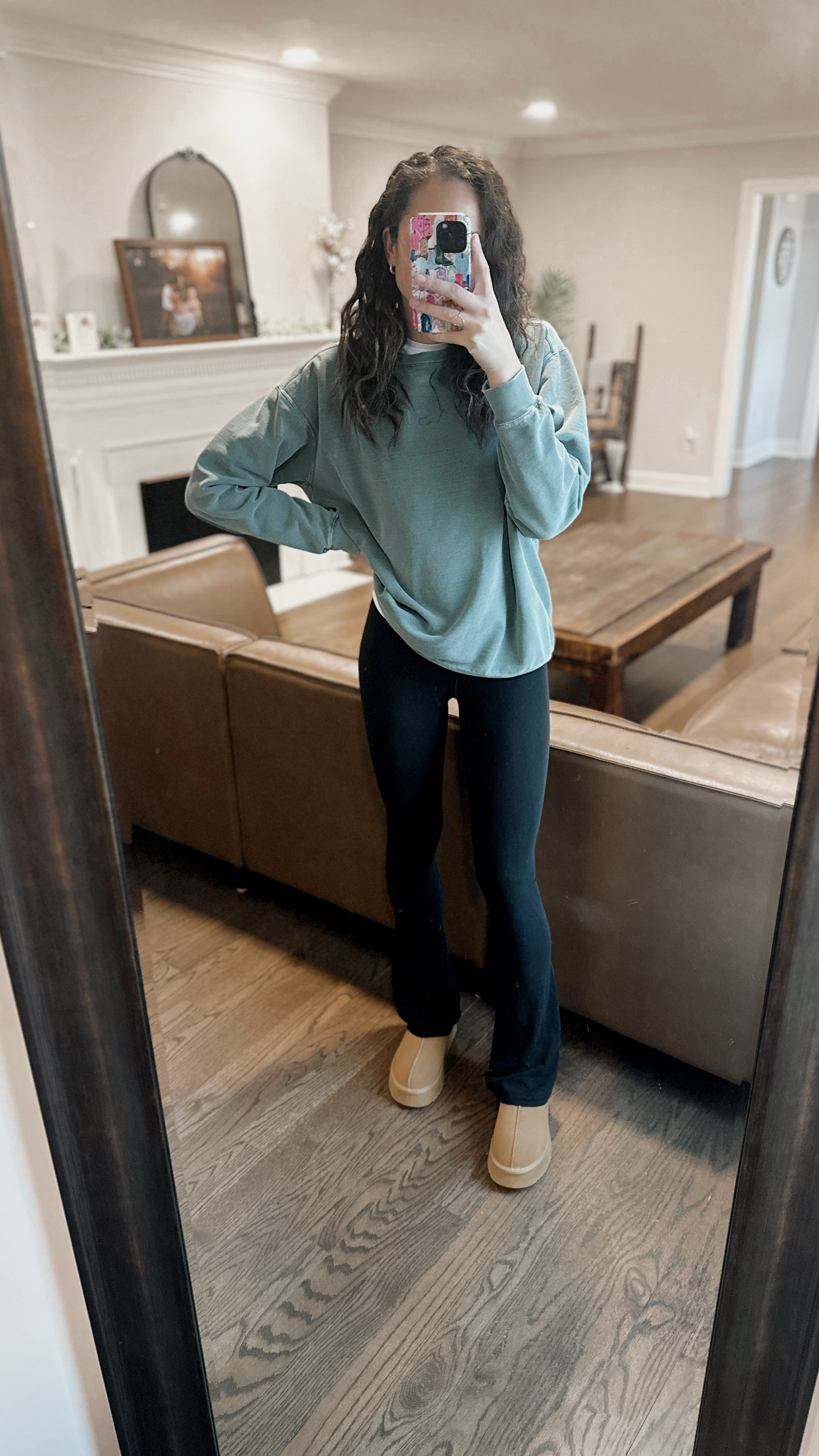 Cozy mom fit 🫶🏽 These flare leggings come in longs and they are so comfy! 

#LTKStyleTip #LTKSeasonal