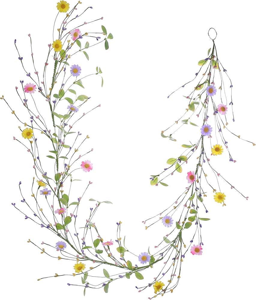 Spring Daisy Garlands - 5FT/60IN Long, Multi Color, U-Shaped, Plastic & Polyester, Perfect for Sp... | Amazon (US)
