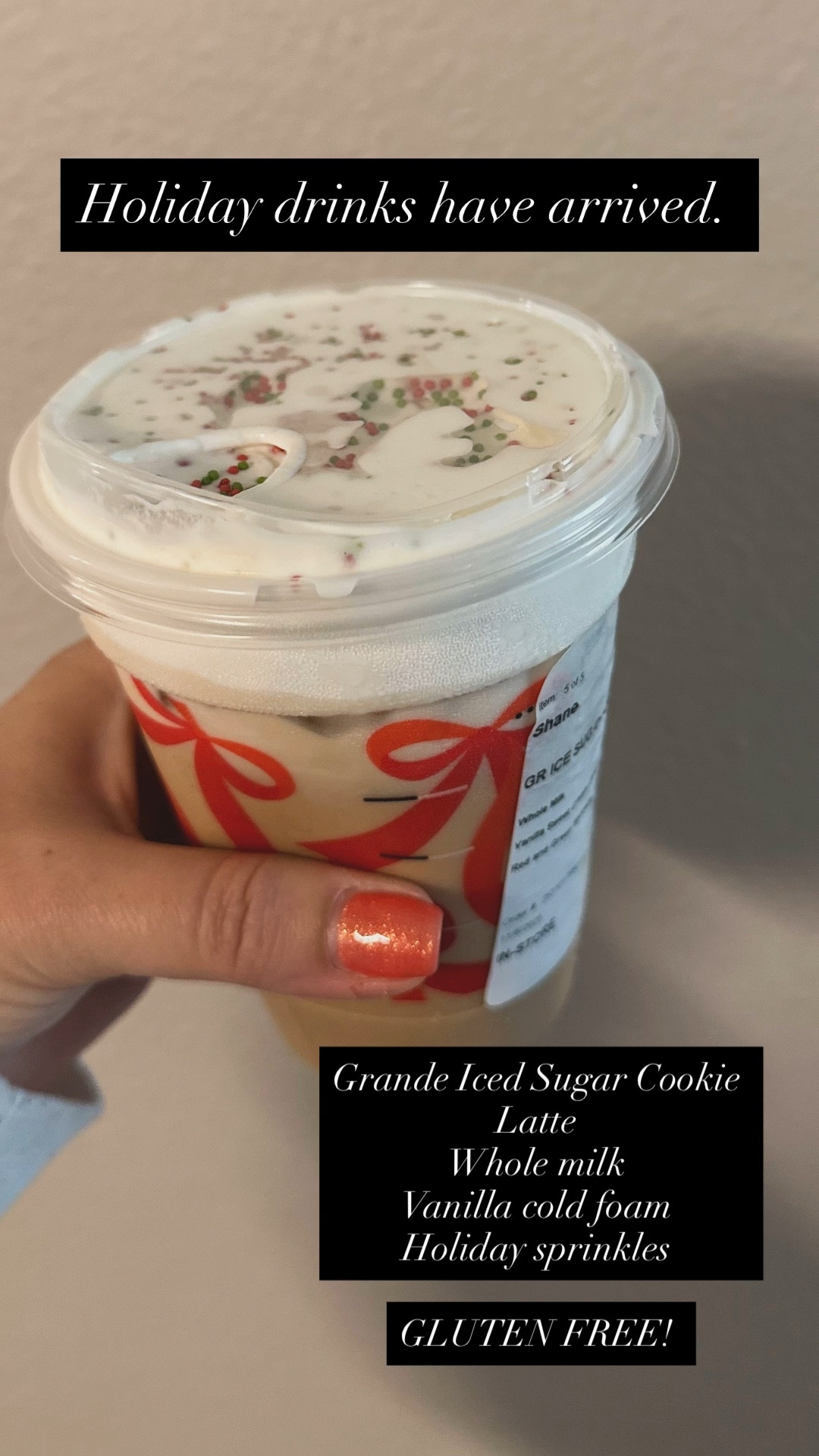 Good Morning and Happy Starbucks Holiday Drink Release Day to all that celebrate. 

Did you get a holiday drink today or go on the hunt for any Holiday Starbucks merch… or Hello Kitty Merch today?

I really wanted the glass teddy bear Starbucks tumbler… but no such luck. I did get a coffee though! 

This one is for my gluten free baddies… 

How to Order at Starbucks:
Grande Ice Sugar Cookie Latte
Whole Milk
Vanilla Cold Foam
Holiday Sprinkles



#LTKHoliday #LTKSeasonal