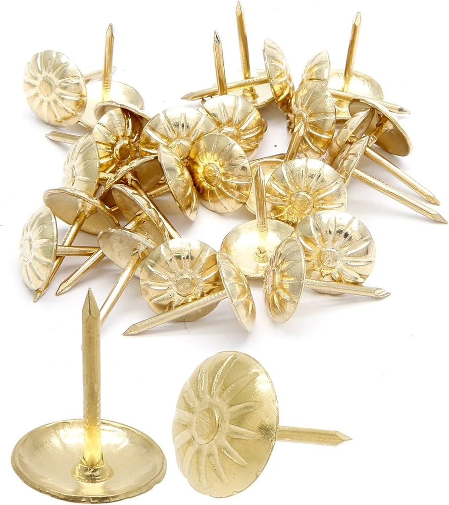 Piutouyar Daisy Antique Gold Upholstery Tacks, Decorative Tack Stud, Furniture Tacks Pins 11mm x ... | Amazon (US)