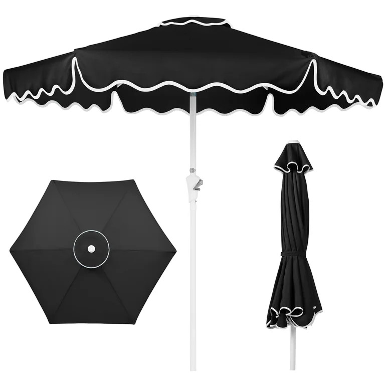 Best Choice Products 7.5ft Patio Market Umbrella with Wavy Trim, Fade-Resistant, Crank & Tilt, Wi... | Walmart (US)