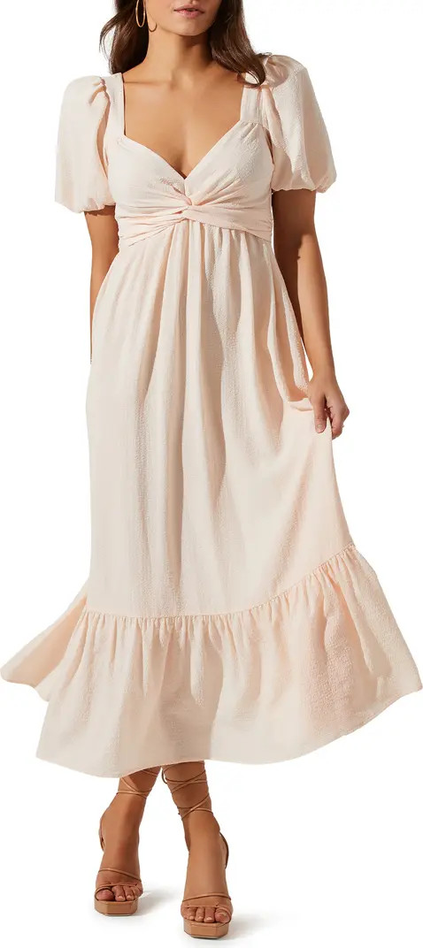 Tie Back Puff Sleeve Midi Dress | Nordstrom