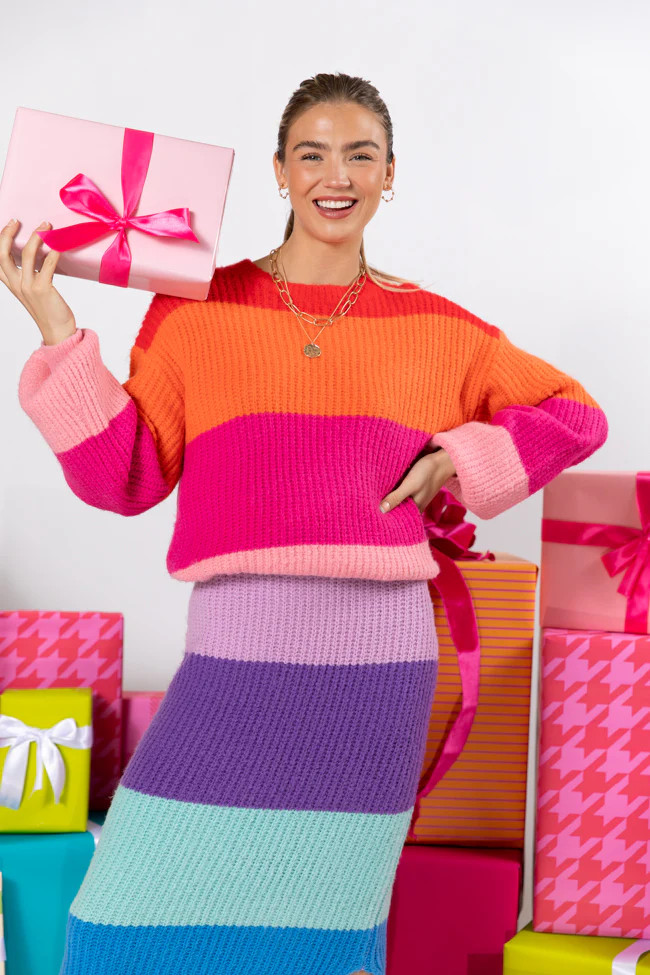 Coming Together Multi Color Striped Sweater | Pink Lily