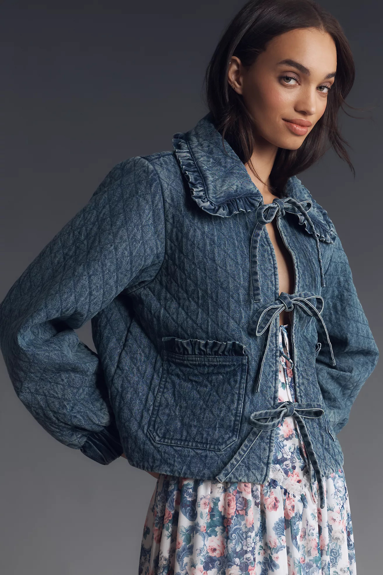 The Maura Bow-Tie Denim Jacket by Avec Les Filles | Anthropologie (US)