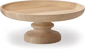 Modern Market Pedestal Tray Decor, Round Decorative Tray, Rustic Farmhouse Centerpiece Wood Tray,... | Amazon (US)