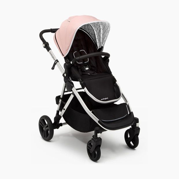 Mockingbird Single-to-Double Stroller in Bloom/Windowpane Canopy/Black Leather | Babylist