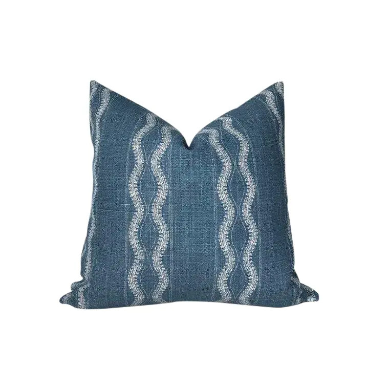 Zanzibar Indigo Blue Linen Pillow Cover | Chairish