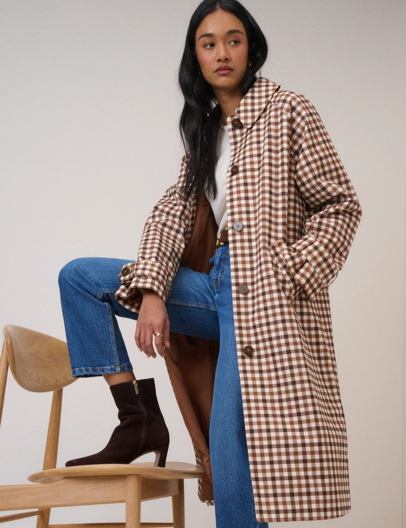 Brown Check Car Coat | Nobody's Child