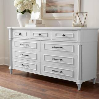 Bellmore White 9-Drawer Dresser (66 in. W x 20 in. D x 35.75 H) | The Home Depot