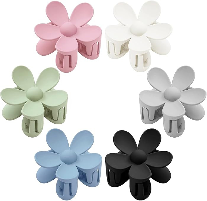 Flower Hair Clips 6 PCS Flower Claw Clips for Women Matte Large Claw Clips Strong Hold Jaw Clamps... | Amazon (US)