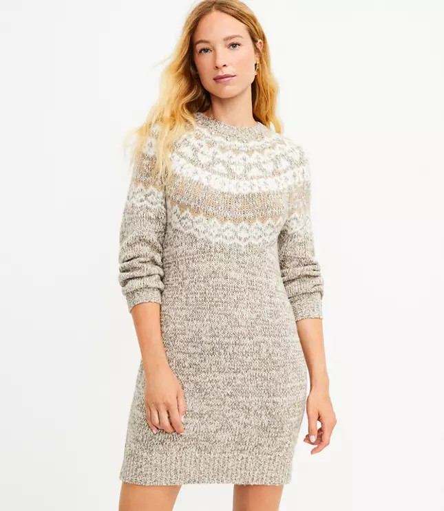 Fair Isle Mock Neck Sweater Dress | LOFT