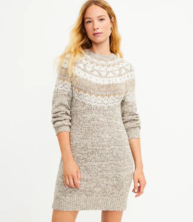 Fair Isle Mock Neck Sweater Dress | LOFT