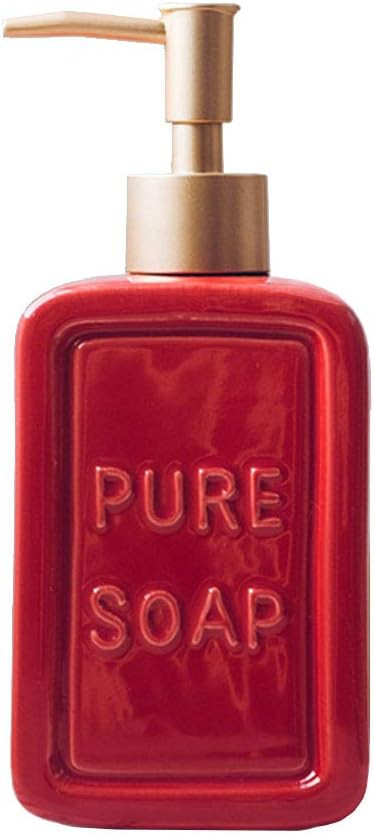 Red Ceramics Retro Soap Dispenser Soap Bottle Lotion Bottle with Pump | Amazon (US)
