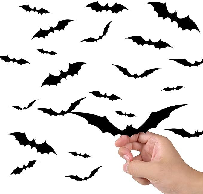 44PCS Halloween 3D Bats Decoration 2021 Upgraded, Antetek 4 Different Sizes Realistic PVC Scary B... | Amazon (US)