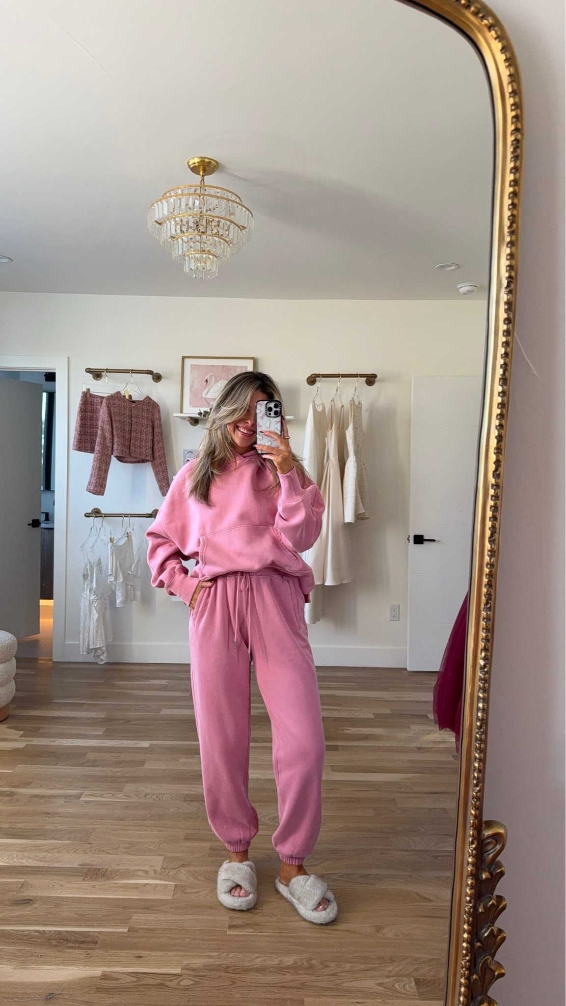 Pink sweat set form Abercrombie pink hoodie and sweat pant loungewear for everyday 

Wearing s/m in top m in bottom 

Divi code: Emerson 

#LTKStyleTip #LTKFindsUnder100 #LTKSeasonal