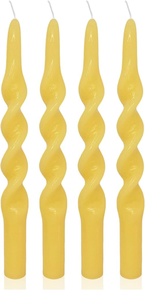 Beeswax Spiral Taper Candles Smokeless Twisted Candle Sticks 4 Pack Yellow Taper Candle Sticks 10... | Amazon (US)