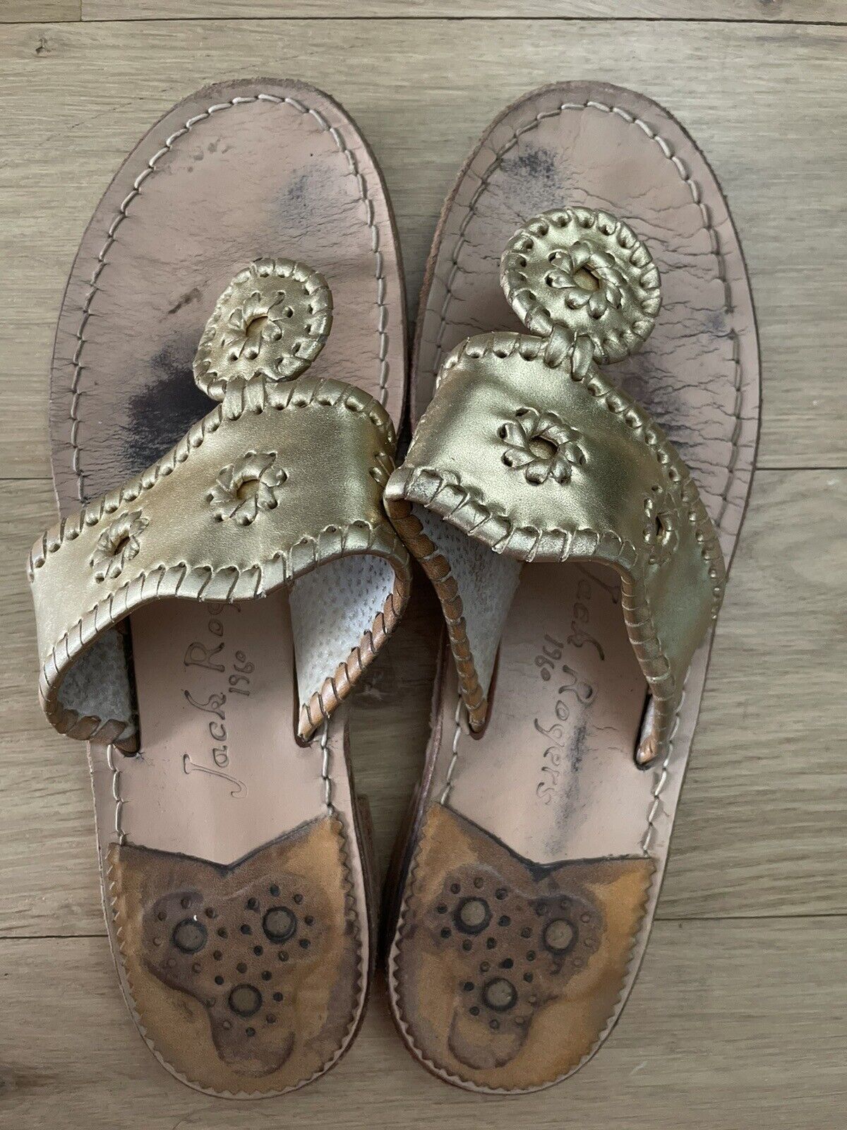 Gold With Gold Whipstitch Jack Rogers Sandals - Size 9  | eBay | eBay US