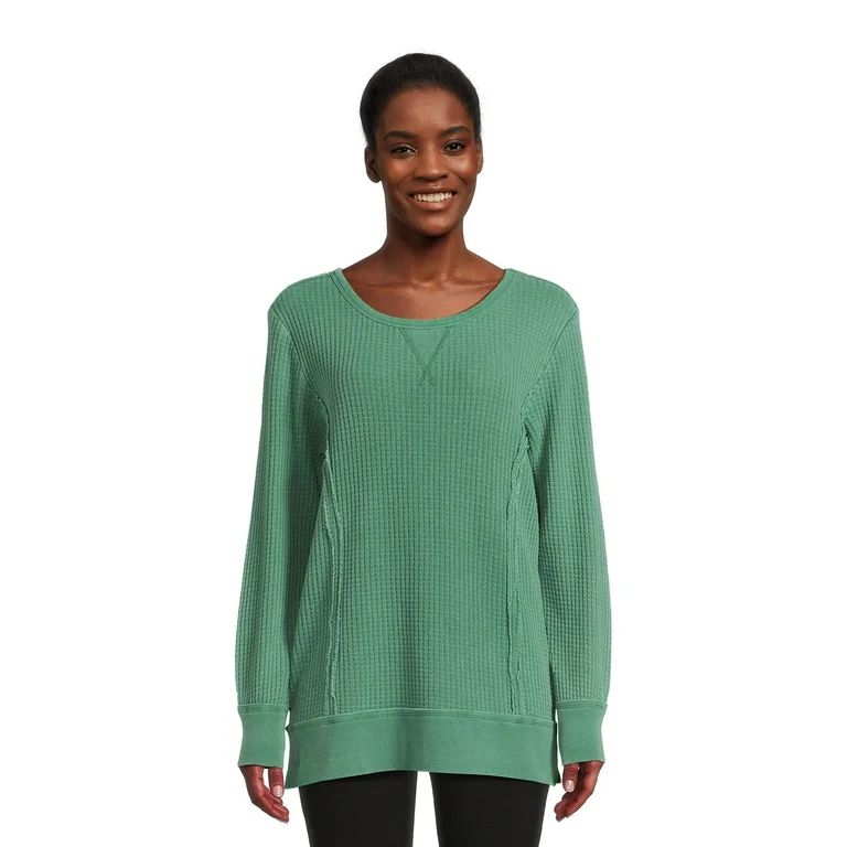 Time and Tru Women’s Waffle Pullover Top with Long Sleeves | Walmart (US)