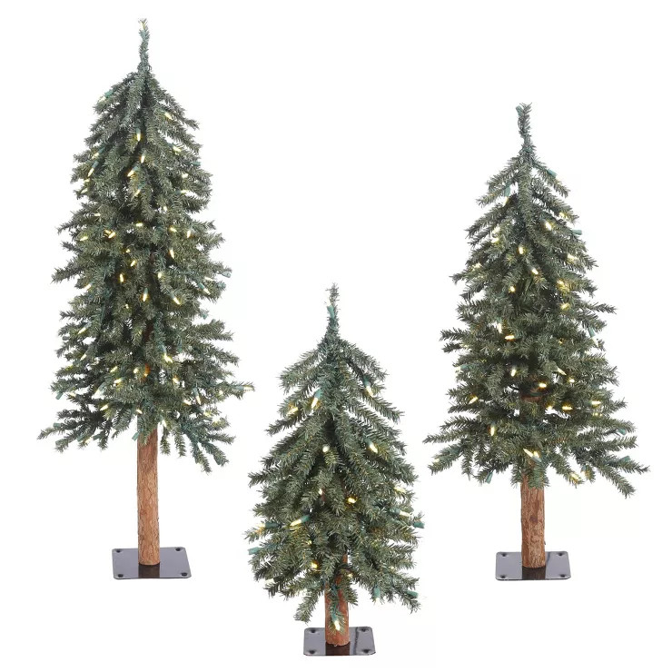 Vickerman Natural Bark Alpine Artificial Christmas Tree Set | Target