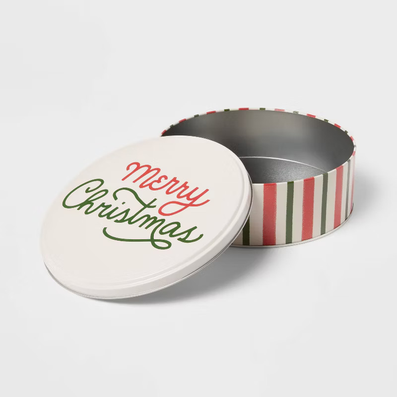Short Merry Christmas Striped Tin - Wondershop™ | Target