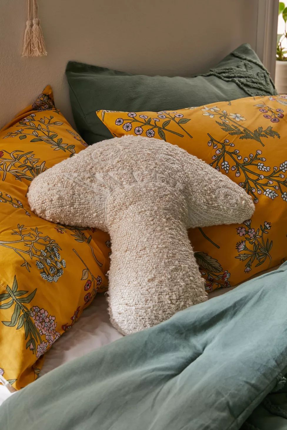 Boucle Mushroom Throw Pillow | Urban Outfitters (US and RoW)