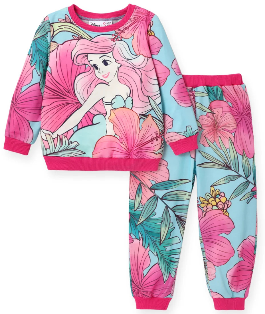 Disney Princess Baby Toddler Girl Sweatshirts and Jogger Pants 2Pcs Ariel Cinderella Jasmine Girl... | Walmart (US)