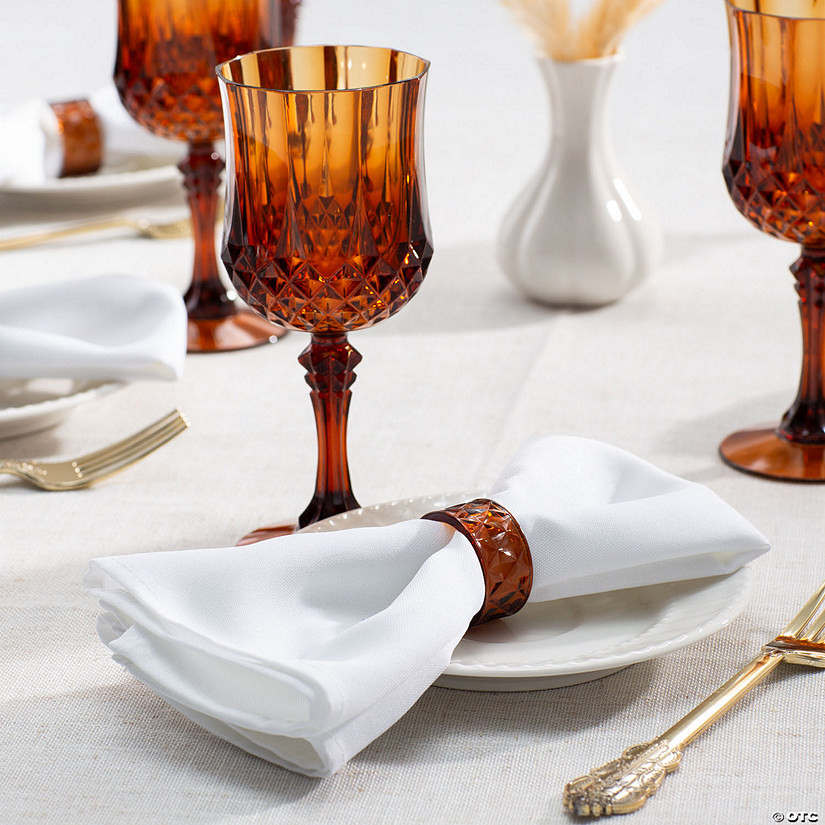 Amber Patterned Plastic Napkin Rings & Wine Glasses Kit – 24 Pc. | Oriental Trading Company