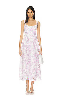 Bardot Adaline Broderie Midi Dress in Lilac Floral from Revolve.com | Revolve Clothing (Global)