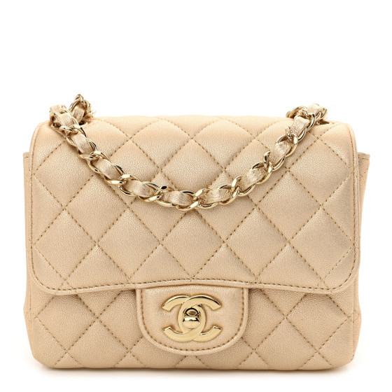 Metallic Lambskin Quilted Mini Square Flap Gold | FASHIONPHILE (US)