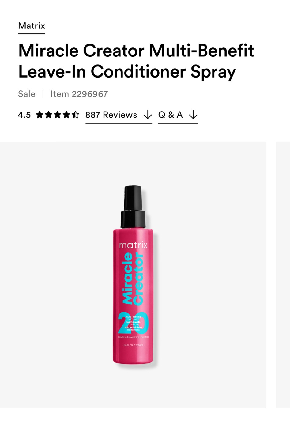 Matrix Leave-in Miracle spray 🚨 So good for your hair. 

#LTKsalealert #LTKbeauty