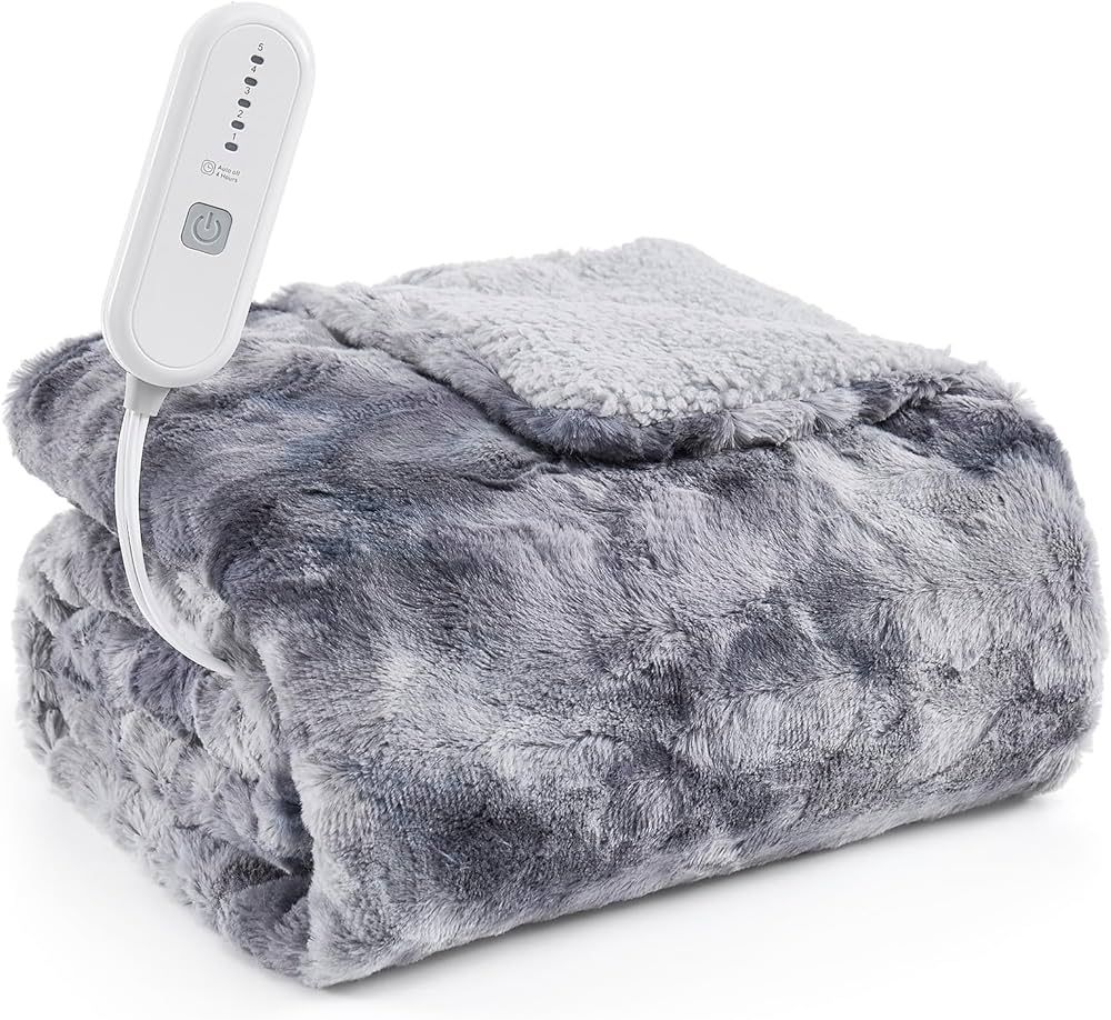 Longering Heated Blanket Throw Electric Blanket: 50"x60" Heating Blanket with 5 Fast Heating Leve... | Amazon (US)