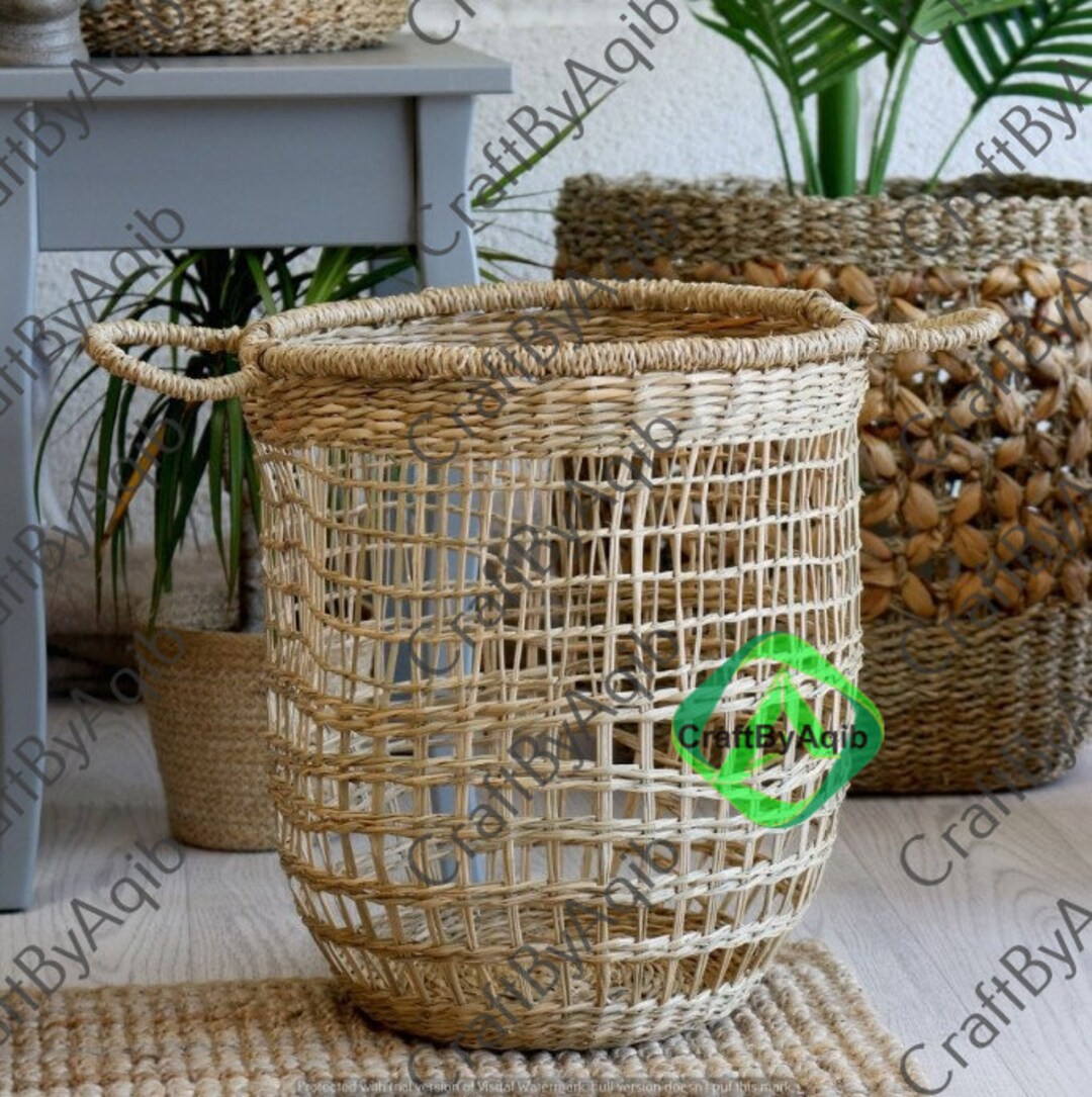 Hand Made Basket Woven Basket Natural Sea Grass a Best Gift - Etsy UK | Etsy (UK)