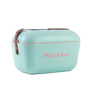 21 Qt. Classic Retro Vintage Style Cooler with Leather Strap in Cyan - Baby Rose | The Home Depot